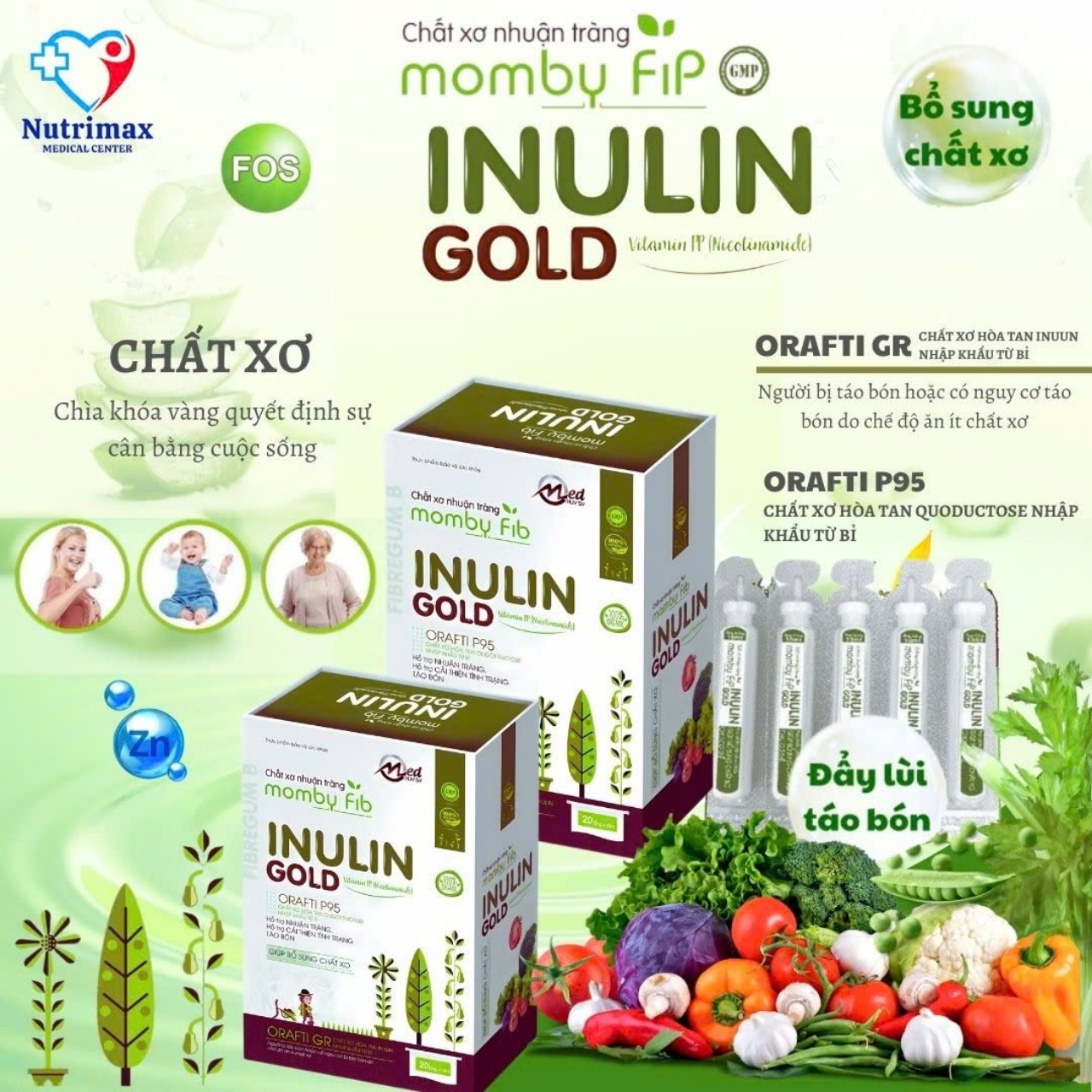 Momby FIP Inulin Gold – Bổ sung lợi khuẩn giúp giảm táo bón, tăng cường tiêu hóa (20 ống)