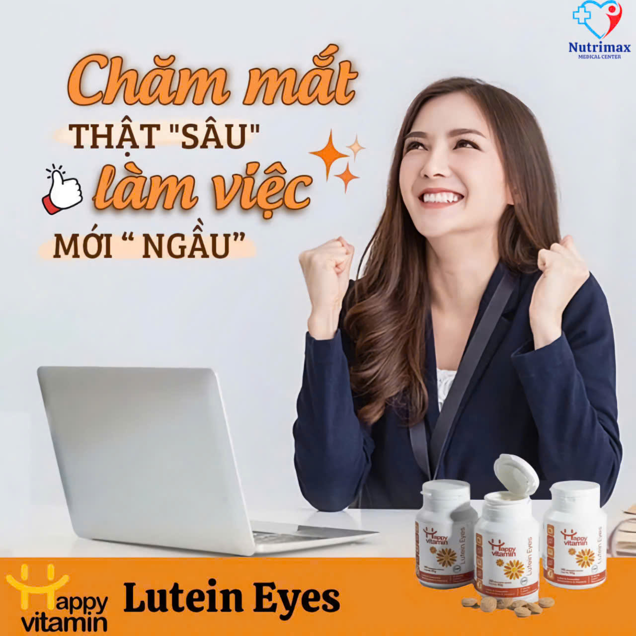 Viên ngậm bổ mắt, giảm nhức mỏi mắt, cải thiện thị lực Happy Vitamin Lutein Eyes – Bảo vệ mắt trước Tivi,Ipad – Hộp 60 viên